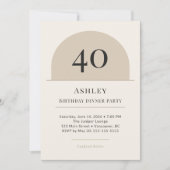 Modern Arch 40th Birthday Dinner Party Invitation 招待状 (正面)