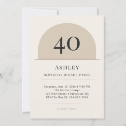 Modern Arch 40th Birthday Dinner Party Invitation 招待状