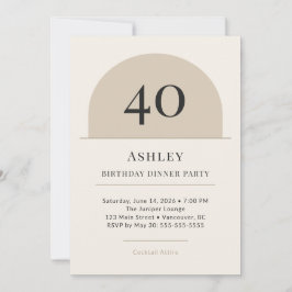 Modern Arch 40th Birthday Dinner Party Invitation 招待状