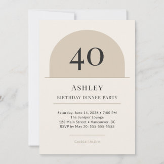 Modern Arch 40th Birthday Dinner Party Invitation 招待状