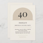 Modern Arch 40th Birthday Dinner Party Invitation 招待状 (正面/裏面)