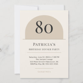 Modern Arch 80th Birthday Dinner Party Invitation 招待状