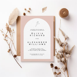 Modern Arch Blush Minimalist Wedding Invitation 招待状