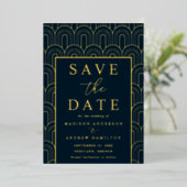 Modern Arch Deco Wedding Save the Date 箔招待状 (立ち正面)