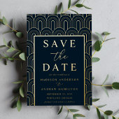 Modern Arch Deco Wedding Save the Date 箔招待状