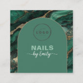 Modern Arch Emerald green and Gold Qr Code Marble  スクエア名刺 (正面)