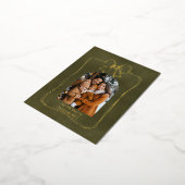 Modern Arch Family Photo and Bow Christmas  箔シーズンポストカード (回転した状態)