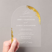 Modern Arch Faux Gold White Elegant Luxury Wedding アクリル招待状 (インサイチュ (ポータブル))