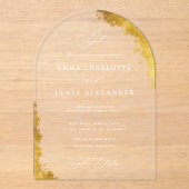 Modern Arch Faux Gold White Elegant Luxury Wedding アクリル招待状 (正面)