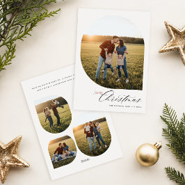 Modern Arch Frame Collage Family Photo Christmas シーズンカード