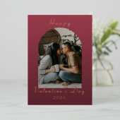 Modern Arch Happy Valentine's Day Photo 箔シーズンカード (立ち正面)
