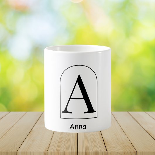 Modern Arch Initial Monogram Coffee Mug コーヒーマグカップ