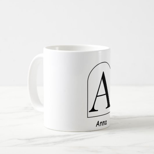 Modern Arch Initial Monogram Coffee Mug コーヒーマグカップ (正面左)