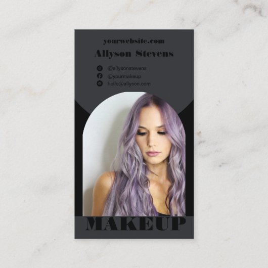 Modern arch makeup black photo qr code logo 名刺 (正面)