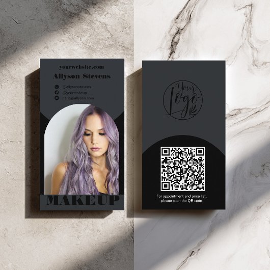Modern arch makeup black photo qr code logo 名刺