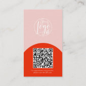 Modern arch makeup blush red photo qr code logo 名刺 (裏面)