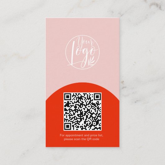 Modern arch makeup blush red photo qr code logo 名刺 (裏面)