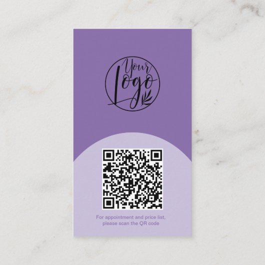 Modern arch makeup purple photo qr code logo 名刺 (裏面)