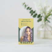 Modern arch makeup yellow green photo qr code logo 名刺 (スタンド正面)
