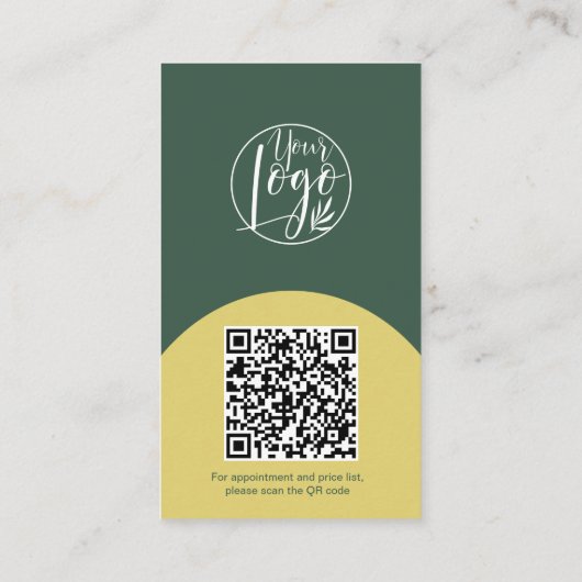 Modern arch makeup yellow green photo qr code logo 名刺 (裏面)