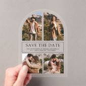 Modern Arch Photo Collage Wedding Save the Date アクリル招待状 (インサイチュ (ポータブル))