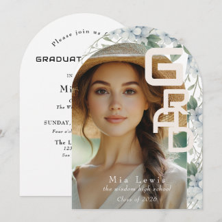 Modern Arch Photo Graduation Party 招待状