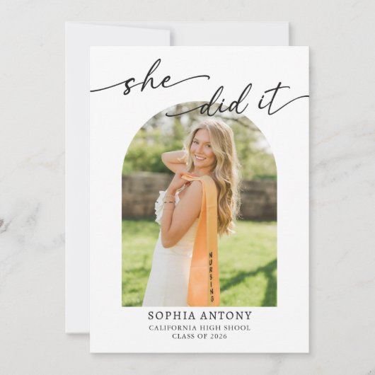 Modern Arch Photo Graduation Party Invitation 招待状 (正面)