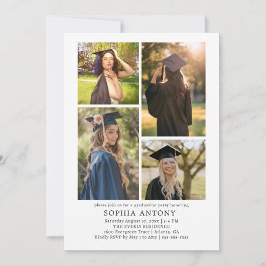 Modern Arch Photo Graduation Party Invitation 招待状 (裏面)