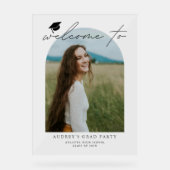 Modern Arch Photo Graduation Party Welcome Sign アクリルサイン (正面)