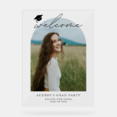 Modern Arch Photo Graduation Party Welcome Sign アクリルサイン (正面)