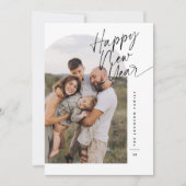 Modern Arch Photo Happy New Year Script Christmas シーズンカード (正面)
