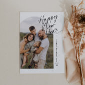 Modern Arch Photo Happy New Year Script Christmas シーズンカード