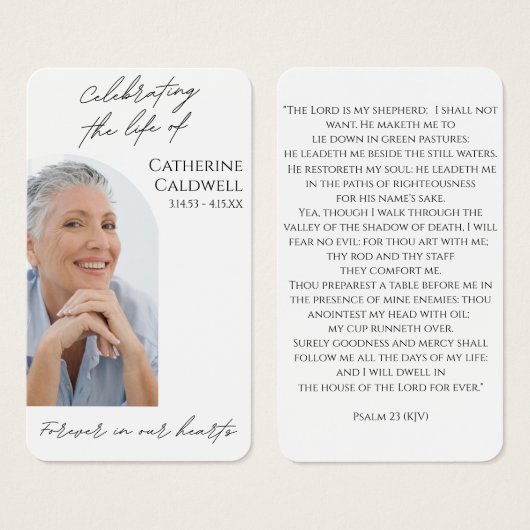 Modern Arch Photo Memorial Prayer Card (正面&裏面)