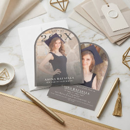 Modern Arch Photo Minimalist Graduation 招待状