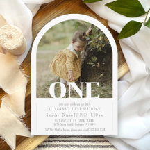 Modern Arch Photo ONE 1st Birthday Party Girl Boy