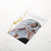 Modern Arch Photo Vertical Script 1st Birthday 箔招待状 (回転した状態)