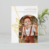 Modern Arch Photo Vertical Script 3rd Birthday 箔招待状 (立ち正面)