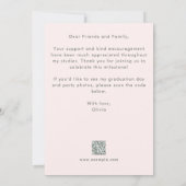 Modern Arch Sage Green and Pink Photo Graduation サンキューカード (裏面)