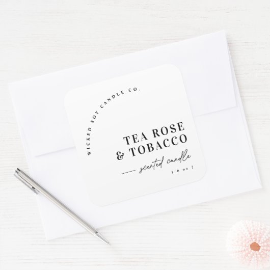 Modern Arch Scented Candle Product Label Sticker  スクエアシール (封筒)