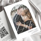 Modern arch script photo QR CODE wedding セーブザデート