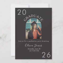 modern arch-shaped graduation  招待状