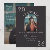 modern arch-shaped graduation  招待状 (正面/裏面)