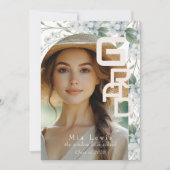 Modern Arch Soft Blue Hydrangeas Graduation Photo 案内状 (正面)