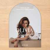 Modern Arch Typography Script Grad Announcement アクリル招待状 (正面)