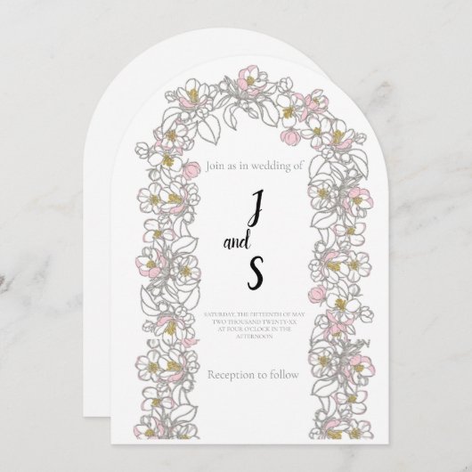 Modern Arch Wedding Invitation | Stylish Aesthetic 招待状 (正面/裏面)