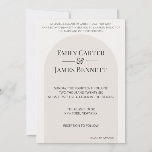 Modern Arch Wedding Invitation Template 招待状 (正面)