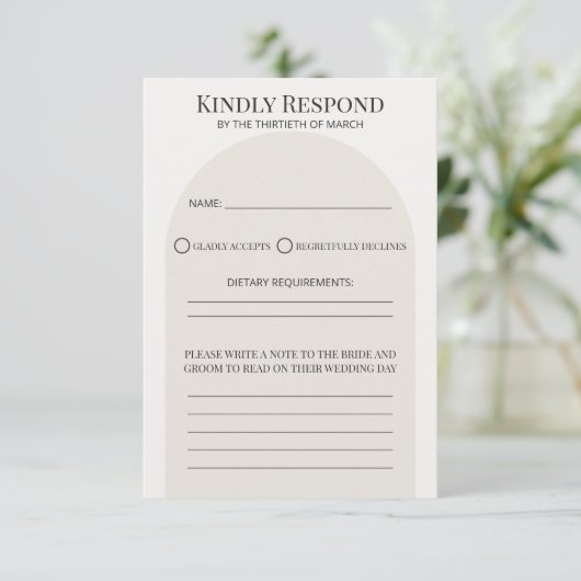 Modern Arch Wedding RSVP Card Template (スタンド正面)