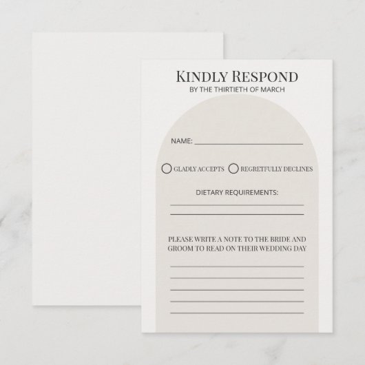 Modern Arch Wedding RSVP Card Template (正面/裏面)