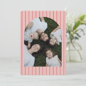 Modern Arched Bow Preppy Stripe Family Photo シーズンカード (スタンド正面)