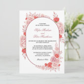 Modern Arched Frame Pink Rose Floral Wedding 招待状 (スタンド正面)